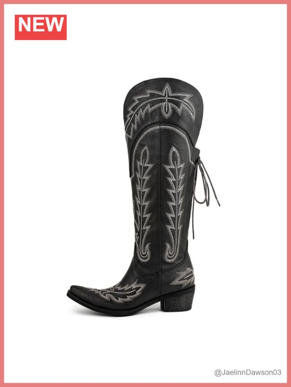 Cowboy Boots Knee High Wide Calf Embroidered Faux Leather Western Pull On
